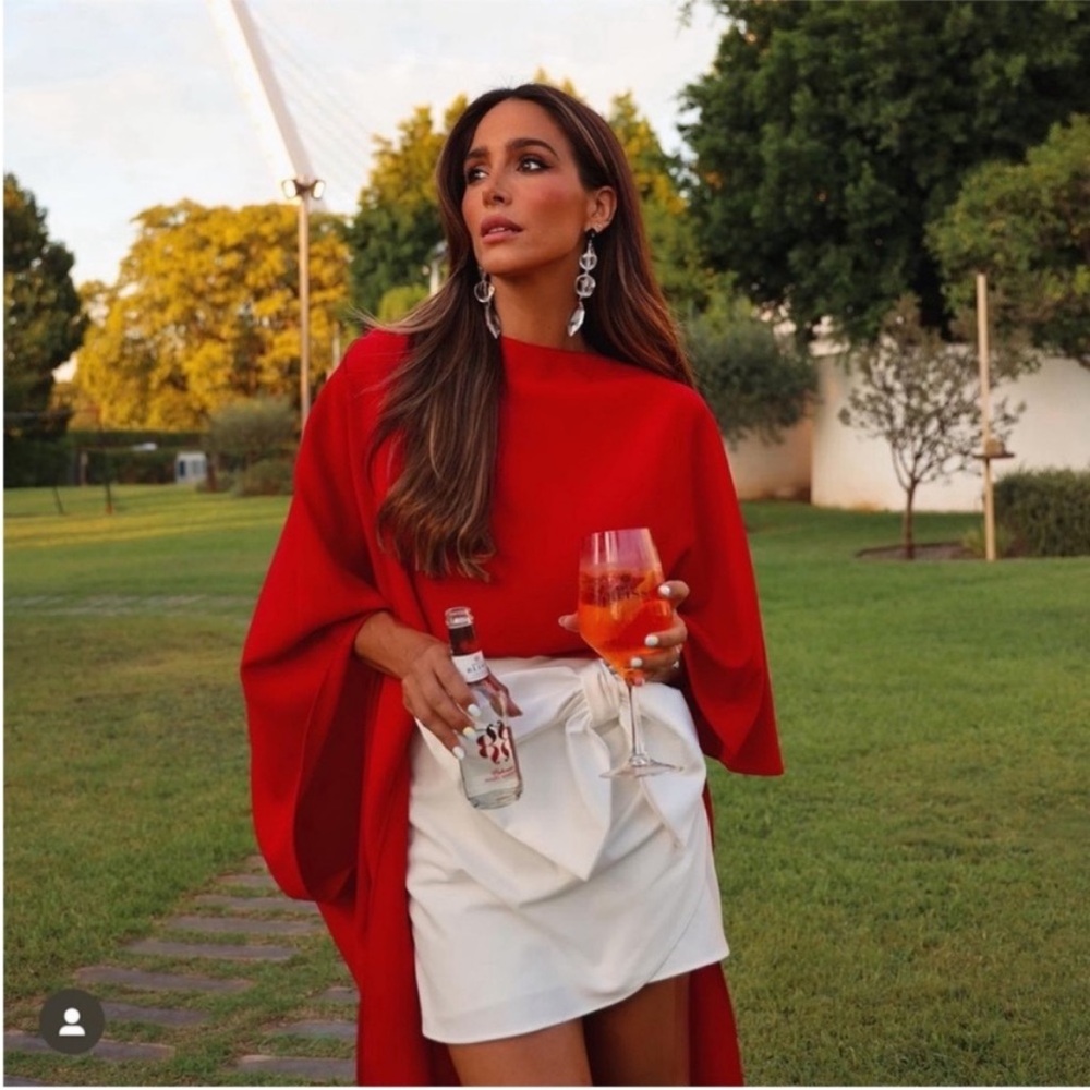 Zara red asymmetric cape size XS-Small - Brand new!